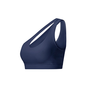Soutien-gorge de sport asymétrique grande taille éco-responsable de haute qualité en Spandex/Nylon respirant noir pour femme - Product Image 2