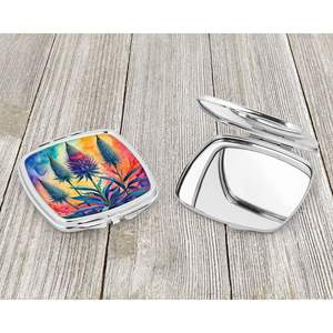 Coloré Eryngium Compact Maquillage Miroir Portable Pliant De Poche Conception Voyage Décor Cadeau pour Femmes et Filles - Product Image 3