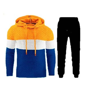 Sweat-shirt à capuche pour homme, couleur contrastée, manches longues, cordon de serrage, coupe décontractée, vêtement d'automne avec poches latérales, 100% acrylique - Product Image 1