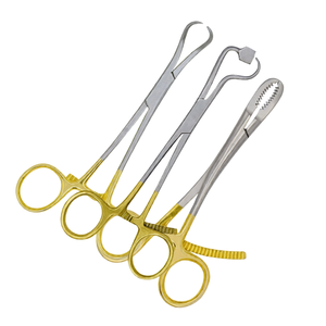 3 Pcs Plate Bone Holding Reduction Forceps Set Manual 5.5" Gold Handle Orthopedic Surgical Stainless Steel By <b>Blush</b> Surgical - Product Image 1