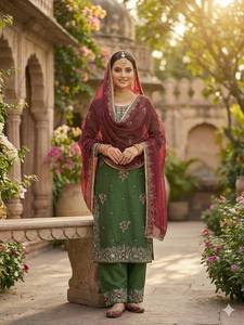 นำเสนอคอลเลคชั่นดีไซเนอร์ใหม่ ชุดเสื้อ-กระโปรงผ้าไหมปักลายหนักประดับเลื่อม พร้อมผ้าคลุมไหล่ ชุดเย็บสำเร็จพร้อมสวมใส่ - Product Image 4