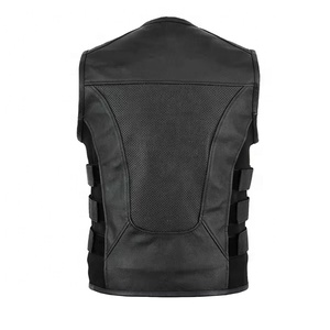 Veste en cuir sans manches rétro décontractée pour homme Veste en PU grande taille pour vêtements de travail d'hiver Manteau tendance respirant et d'automne - Product Image 2