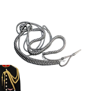 Aiguillette d'uniforme rouge et dorée, cordon métallique rouge et doré, aiguillette britannique, cordon métallique tressé doré avec laiton - Product Image 4