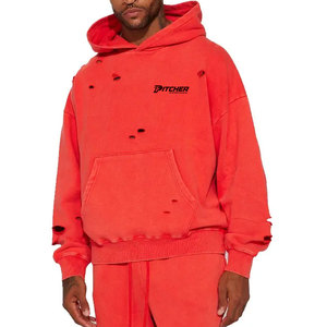 Sudaderas con capucha de corte holgado y estilo desgastado para hombre, sudaderas urbanas a la moda con tela suave y costuras duraderas - Product Image 1