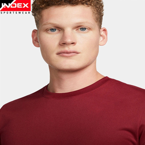 INDEX Men's Red Short Sleeve T-Shirt O-Neck Regular Fit Quick Dry Sporty Knitted Polyester Solid Color - Product Image 4