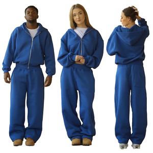 Ensemble de survêtement pour femme en molleton technique 100% coton respirant de haute qualité, deux pièces, coupe ample, à capuche, pour l'hiver - Product Image 4