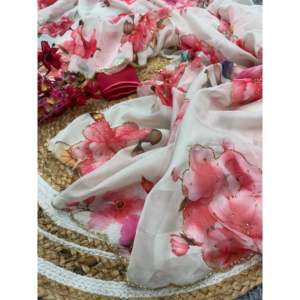 Beau mariage Saree avec diamant travail manuel pour les fêtes - Product Image 3
