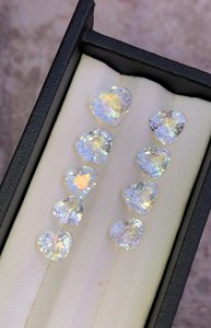 Natural Heart Shape Rainbow Moonstone Faceted Lot Blue <b>Flash</b> Madagascar Loose Gemstones Jewelry Making Supply - Product Image 6