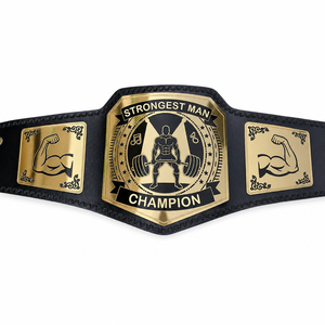 Cinturón de Artes Marciales de Cuero Personalizado para Campeonato, Placa de Metal Dorada, Forro de Poliéster de 0.5cm, Unisex, Suave y Cómodo, para Taekwondo y Karate - Product Image 1