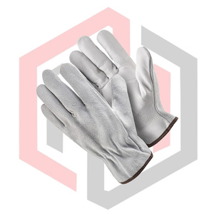 General Purpose Cowhide Leather Heavy Duty Work Gloves Cut Resistant Anti-Heat Anti-static Breathable Adjustable <b>Wristlet</b> - Product Image 4