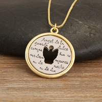 Collier pendentif QIKU unique en cuivre plaqué or 18 carats avec lettres rondes/croix/papillon et zircon, cadeau pour femme