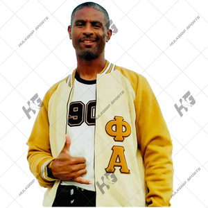 Delta|sigma Unisex Black <b>Yellow</b> Formal Varsity Jacket with Waterproof Breathable Windproof Woolen Fabric Winter Ready Front Logo - Product Image 1