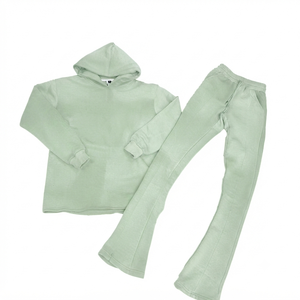 Ensemble sweat-shirt à capuche et pantalon unisexe 100% coton, couleur unie, streetwear décontracté, écologique, coupe régulière, longueur intégrale, pour le printemps - Product Image 6