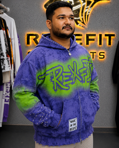 Custom <b>Men</b> <b>Zip</b> <b>Up</b> Hoodie Acid Wash Graphic Oversized Heavyweight Streetwear <b>Fleece</b> Hoodie OEM Private Label - Product Image 2