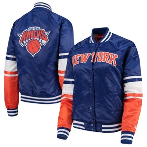 Custom Logo Men's Baseball Satin Quilted Jacket Striped Rib-Knit Stand Collar Waterproof Varsity Bomber Jacket OEM Service - Product Image 2
