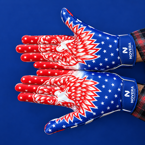 Custom <b>Men's</b> Women's American Football Full Finger Leather Breathable Receiver Gloves Super <b>Sticky</b> Silicone Grip Palm - Product Image 2