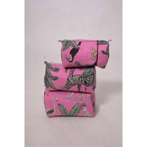 Pochette à maquillage en coton à imprimé floral, pochette cosmétique bohème, trousse de toilette à fermeture éclair, organiseur de voyage, cadeau mignon - Product Image 1