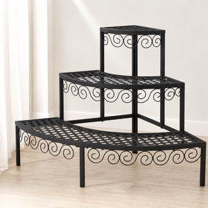 Soporte de Metal Negro de 3 Niveles para Plantas, Estante Decorativo para Macetas de Jardín, Exhibidor para Interiores y Exteriores - Product Image 4