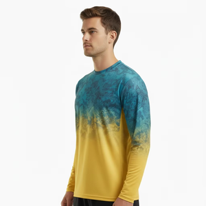 เสื้อตกปลาสำหรับผู้ชาย แขนยาว ป้องกันรังสียูวี แห้งเร็ว ลายกราฟิกมหาสมุทร เสื้อผ้าสั่งทำพิเศษ ขายส่ง - Product Image 4