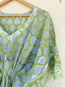 Bata Kimono con Estampado de Dibujos Animados para Mujer, 100% Algodón, Camisón de Verano Hecho a Mano, Cuello en V, Cintura Elástica, Largo hasta la Rodilla - Product Image 2