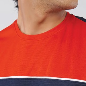 Camiseta Deportiva de Manga Corta para Hombre, Cuello Redondo, Estampado Animal, Bloques de Color, Transpirable, Talla Grande, en Naranja y Azul Marino - Product Image 5