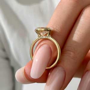 Anillo de Compromiso con Diamante Ovalado de 3 Quilates Cultivado en Laboratorio, Media Montura en Oro de 14k, Anillo Solitario de Alta Calidad, Certificado IGI - Product Image 3