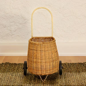 Panier à roulettes pour tout-petits, paniers en rotin tressé, chariot d'école, valises pour garçons et filles - Product Image 4