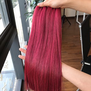 Prix de gros Bonestraight 100% perruque de cheveux humains vierges vietnamiens bruts couleur rose rouge super double extensions de cheveux - Product Image 2