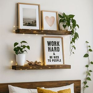 2 étagères murales flottantes en bois massif au design moderne, gain de place pour salon et cuisine - Product Image 6