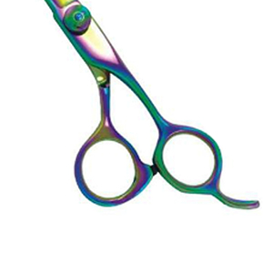 Ciseaux de coiffure professionnels multicolores avec poignée ergonomique – Ciseaux de barbier irisés de qualité supérieure fabriqués au Pakistan - Product Image 5