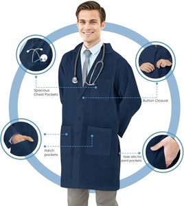 Blouse de laboratoire en jean unisexe personnalisée professionnelle Modèle A04 pour médecins, infirmières, usage hospitalier, détection d'aiguilles, fusion sans couture - Product Image 4