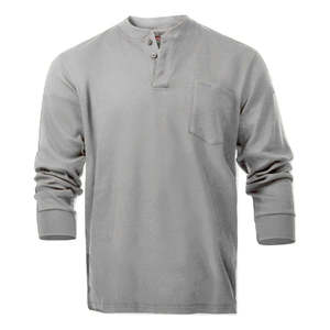 เสื้อยืดสไตล์ Henley ชุดทำงานกันเปลวไฟสี4X-Large สีเทาอ่อน - Product Image 1