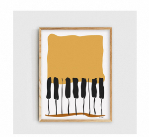 Peinture murale abstraite minimaliste moderne, faite à la main, peinte à la main, avec des touches de piano dorées, cadre en toile acrylique pour la décoration de la maison - Product Image 2