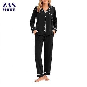 Conjunto de Pijama de Algodón 100% para Mujer, Camiseta de Manga Larga y Pantalones Anchos, Ropa de Dormir Suave y Transpirable para el Hogar - Product Image 1