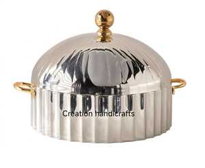 Stainless Steel Casserole Food <b>Warmer</b> Round Serving Dish Decorative <b>Buffet</b> Chafing Dish for Kitchen Dining Use - Product Image 4