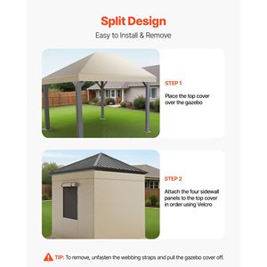 Copertura Invernale per Gazebo a Due Livelli 10x10 piedi con Tetto Rigido e Finestre a Rete Laterali per Gazebo e Pergola - Product Image 6