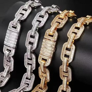 Round Shape Moissanite Diamond Cuban Link <b>Chain</b> Silver Hip Hop Style Trendy <b>Iced</b> <b>Out</b> Gift for Men's Wedding Branded <b>Chains</b> India - Product Image 2