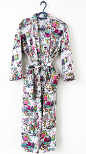 Robe Kimono en Coton Multicolore à Motifs Floraux pour Femme - Peignoir Long Écologique Premium à Séchage Rapide avec Col Châle, Vêtement de Nuit - Product Image 6