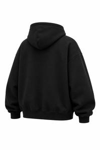 Sweat-shirt à capuche en molleton épais pour homme, coupe ample, manches classiques, couleur unie, design décontracté avec poche, vêtement d'hiver, écologique - Product Image 3