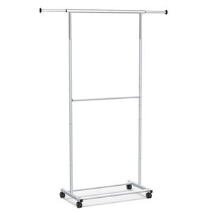 Porte-vêtements double extensible en métal avec roulettes, hauteur réglable - Product Image 4
