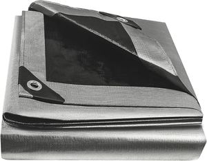 Bâche tissée personnalisée en HDPE noir et argent, imperméable, pour camion, bateau, tente, camping en extérieur - Product Image 3