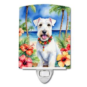 Sealyham Terrier Luau Ceramic Night Light Compact UL-Certified para dormitorio Baño Nursery Pasillo Cocina 6x4x3 Multicolor NUEVO - Product Image 1
