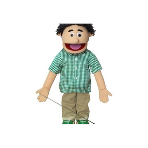 Plush Puppet Girl With Blue Polka Dot Dress And Black Hair <b>Soft</b> <b>Stuffed</b> Animal <b>Toy</b> For Kids Age 2 To 4 Years - Product Image 2