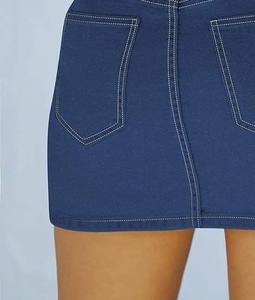 OEM High Quality Wholesale Custom Denim Cotton Mini Skirt for Womens High Waist Ladies Jeans Button Women's Denim Skirts - Product Image 1