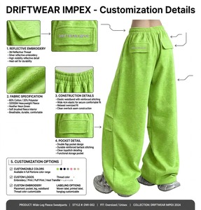 Pantalon de jogging streetwear personnalisé pour femme, style Y2K, été, coupe ample, vert chiné, à rayures, taille haute, jambe large - Product Image 5
