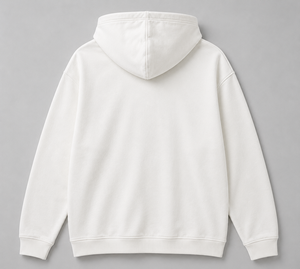 <b>White</b> Hooded <b>Sweatshirt</b> <b>Men</b> Casual Fleece Pullover Front Logo Print Regular Fit Autumn - Product Image 2