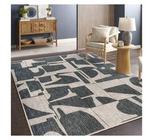Alfombra Vintage con Diseño Floral y Borde a Cuadros Negros, Antideslizante, para Sala de Estar, con Diseño a Cuadros - Product Image 1