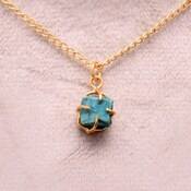 Colgante de Crisocola Natural en Plata de Ley 925 con Baño de Oro de 14K, Certificado IGI, Joyería Artesanal de Piedras Preciosas Naturales, Regalo - Product Image 3