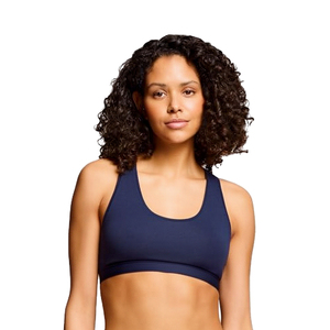 Women's Navy <b>Blue</b> Racerback Sports <b>Bra</b> Scoop Neck Medium Support Breathable Seamless Fitness Yoga Wear - Product Image 2