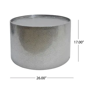 Table basse ronde en aluminium, 26 pouces de diamètre, 17 pouces de hauteur, design industriel, décoration de meubles d'intérieur, finition durable - Product Image 1